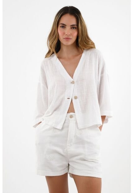 Camisa Blanca Manga 3/4 Para Mujer