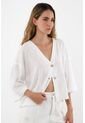 Camisa Blanca Manga 3/4 Para Mujer de topmark