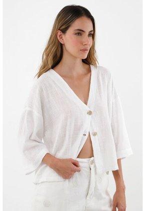 Camisa Blanca Manga 3/4 Para Mujer
