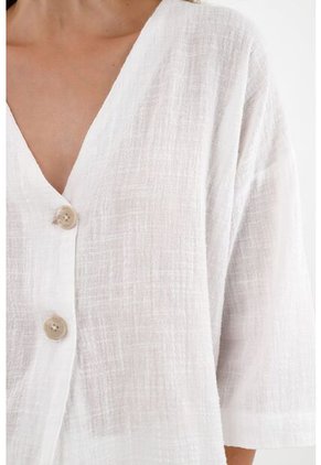 Camisa Blanca Manga 3/4 Para Mujer