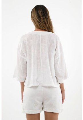Camisa Blanca Manga 3/4 Para Mujer