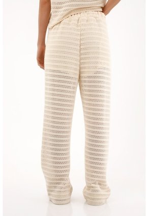 Topmark Pantalón Tejido De Tiro Alto Crudo Para Mujer