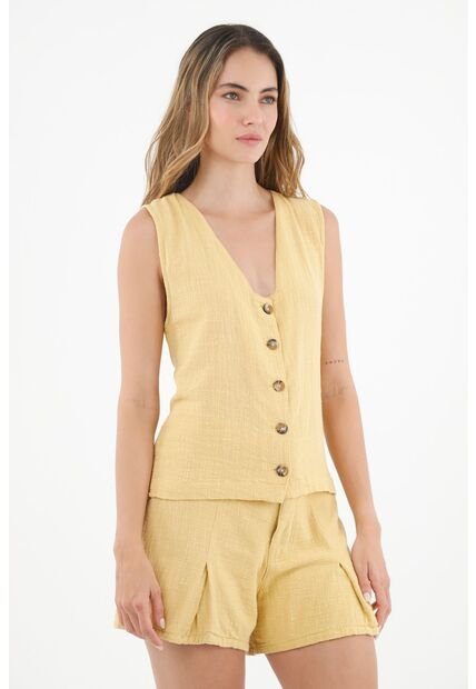 Camisa Amarilla Manga Sisa Para Mujer