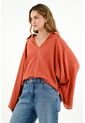 Camisa Tipo Blusón Naranja Para Mujer de topmark