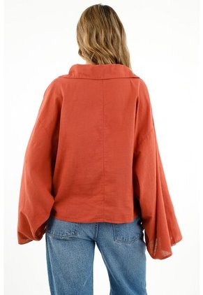 Camisa Tipo Blusón Naranja Para Mujer