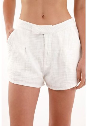 Topmark Short Tiro Alto De Tela Con Textura Crudo Para Mujer