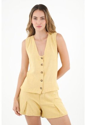 Camisa Amarilla Manga Sisa Para Mujer