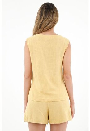 Camisa Amarilla Manga Sisa Para Mujer