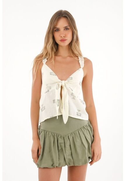 Topmark Camisa De Tiras Que Anuda En Delantero Estampada Para Mujer