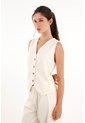 Chaleco Tejido Tipo Tweed Crudo Para Mujer de topmark