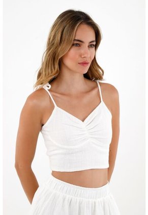 Camisa De Tiras Crudo Para Mujer