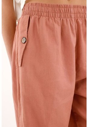 Topmark Pantalón Recto De Pretina Elástica Naranja Para Mujer