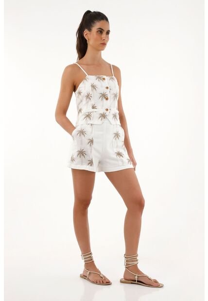 Camisa De Tiras Con Palmeras Para Mujer