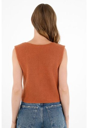 Topmark Chaleco Tejido Naranja Para Mujer