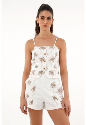 Camisa De Tiras Con Palmeras Para Mujer