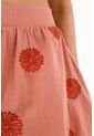 Falda Corta Rosada Con Flores Bordadas Para Mujer de topmark