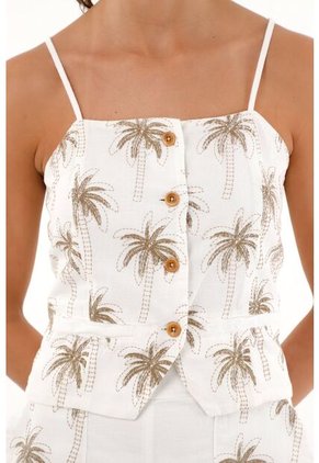 Camisa De Tiras Con Palmeras Para Mujer