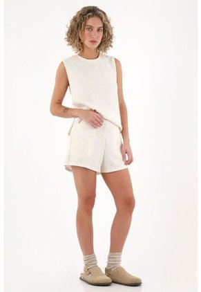 Topmark Camiseta Manga Sisa Crudo Para Mujer