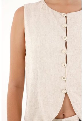 Topmark Camisa Tipo Chaleco Crudo Para Mujer