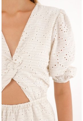 Topmark Vestido Corto De Mangas Con Volumen Crudo Para Mujer