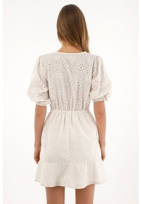 Topmark Vestido Corto De Mangas Con Volumen Crudo Para Mujer