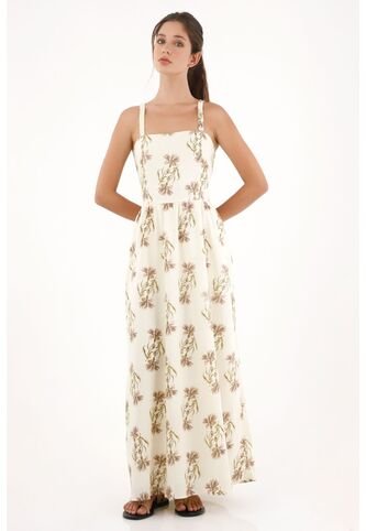 Topmark Vestido Largo Con Estampado De Flores Crudo Para Mujer topmark