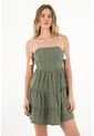 Topmark Vestido Corto De Tiras Verde Para Mujer de topmark