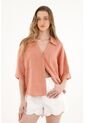 Topmark Camisa Oversize Manga Corta Naranja Para Mujer de topmark