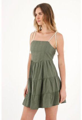 Topmark Vestido Corto De Tiras Verde Para Mujer