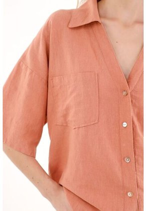 Topmark Camisa Oversize Manga Corta Naranja Para Mujer