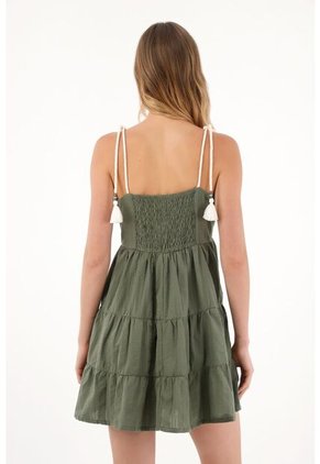 Topmark Vestido Corto De Tiras Verde Para Mujer