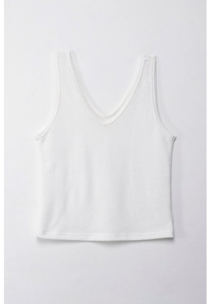 Topmark Camiseta Básica Manga Sisa Crudo Con Detalle Frontal Para Mujer