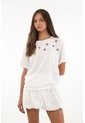 Topmark Camiseta Con Mini Prints De Cerezas Crudo Para Mujer de topmark
