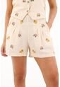Bermuda Con Flores Bordadas Crudo Para Mujer de topmark