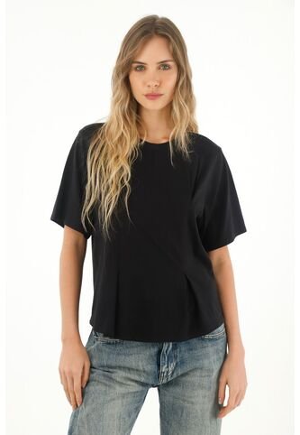 Topmark Camiseta Manga Corta Con Pinzas Negra Para Mujer topmark