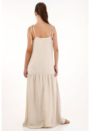 Vestido Largo De Tiras Crudo Para Mujer