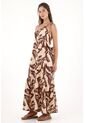Topmark Vestido Largo One Shoulder Estampado Para Mujer de topmark