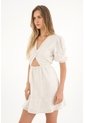 Topmark Vestido Corto De Mangas Con Volumen Café Para Mujer de topmark