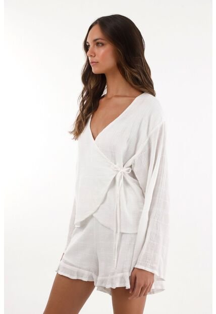 Topmark Camisa Manga Larga Acampanada Crudo Para Mujer