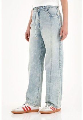 Topmark Jean Recto Tiro Alto Azul Claro Para Mujer