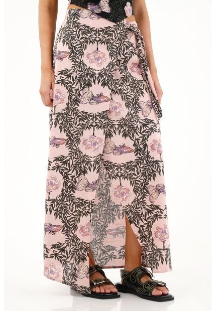 Falda Tipo Pareo Con Estampado De Peces Para Mujer