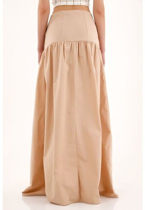 Topmark Falda Larga Café Con Pretina En Rib Para Mujer