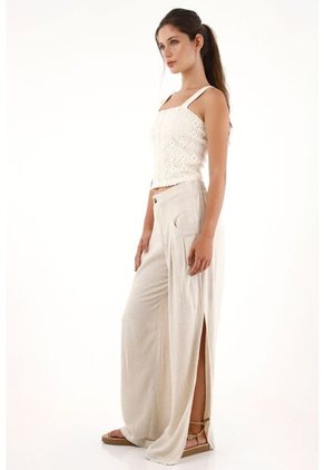 Topmark Pantalón Con Textura Especial Crudo Para Mujer