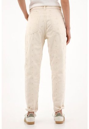 Topmark Jean Mom Con Detalles Bordados A Tono Crudo Para Mujer