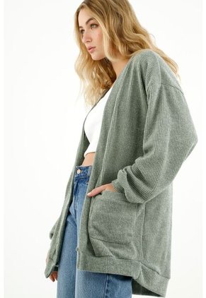 Buzo Abierto Verde Para Mujer