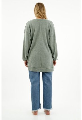 Buzo Abierto Verde Para Mujer