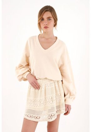 Topmark Falda Corta Tejida Crudo Para Mujer