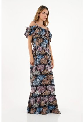 Topmark Vestido Estampado Con Boleros Decorativos Para Mujer