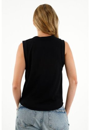 Camiseta Manga Sisa Negra Para Mujer