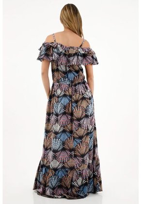 Topmark Vestido Estampado Con Boleros Decorativos Para Mujer